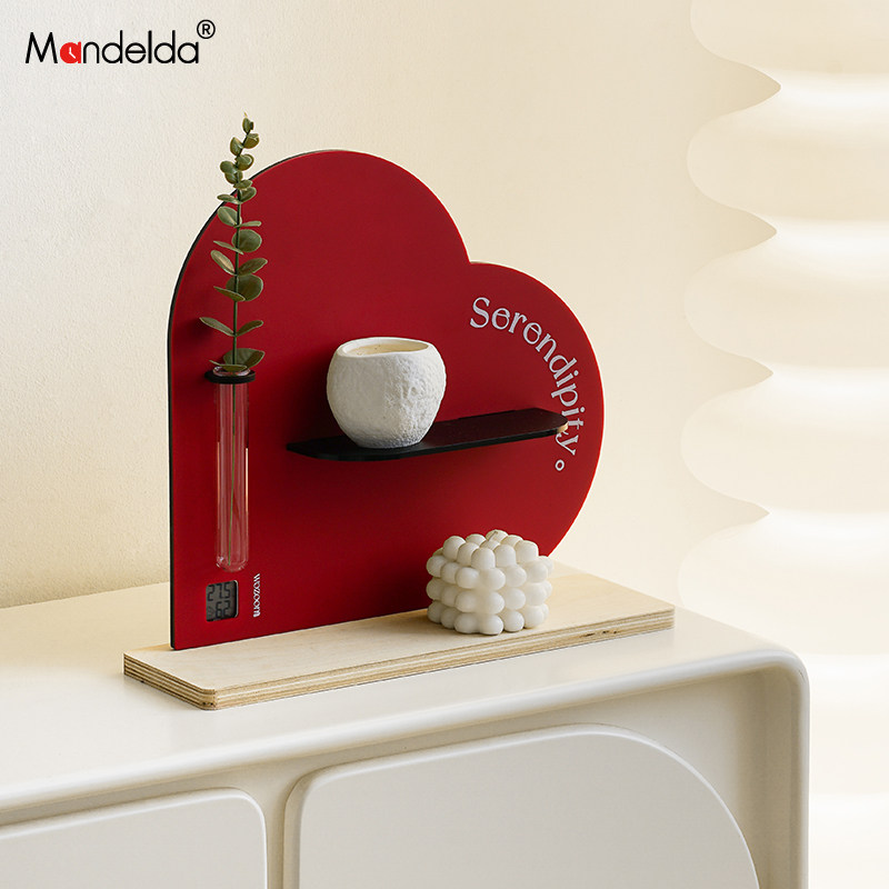 Mandelda奶油风创意座钟客厅玄关桌面摆件爱心收纳架时钟装饰品,家居饰品,装饰摆件,淘宝优惠券,粉丝福利购,淘宝优惠卷