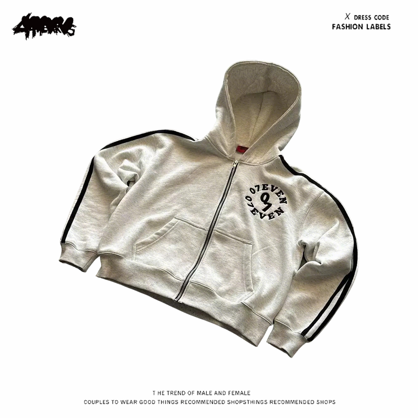 y2k hoodie休闲风连帽拉链开衫卫衣男女卫裤两件套情侣装冬季外套