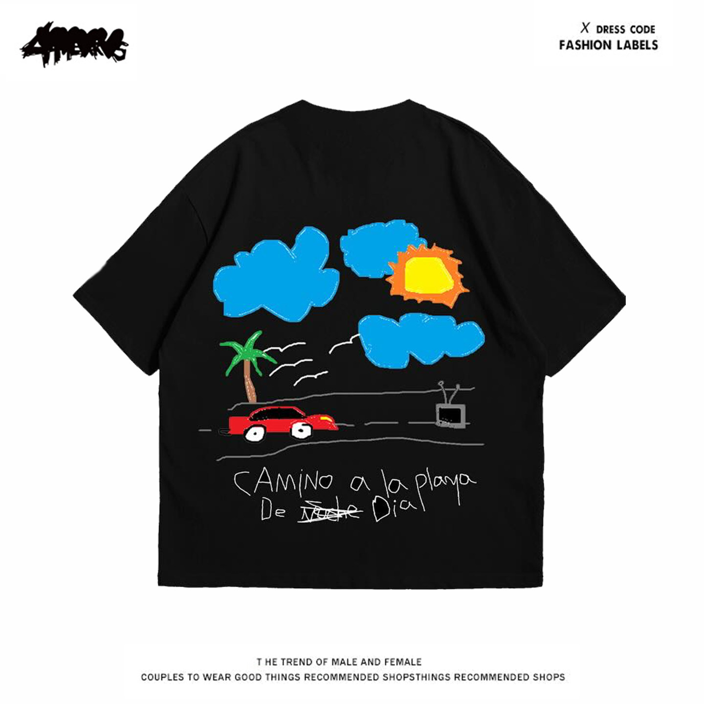 4HEARTS 260克重磅纯棉!夏日度假风~美式小众复古阿美咔叽短袖T恤,女装/女士精品,T恤,淘宝优惠券,粉丝福利购,淘宝优惠卷