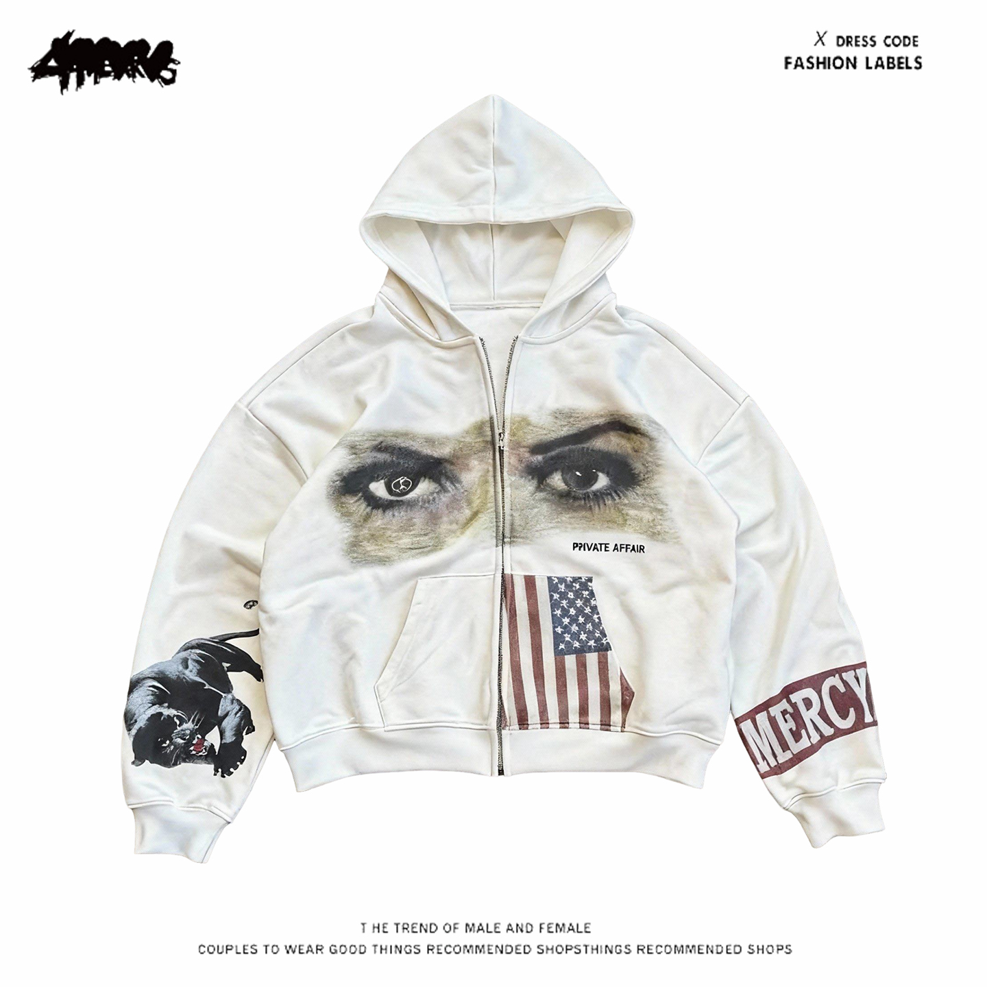 y2k hoodie~美式小众街头风连帽卫衣男女宽松复古高街美潮帽衫