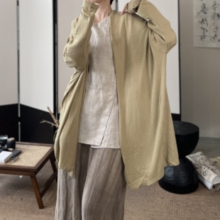 开衫 半自由原创秋冬季 宽松腰带经典 针织外套文艺百搭大版 女 新款