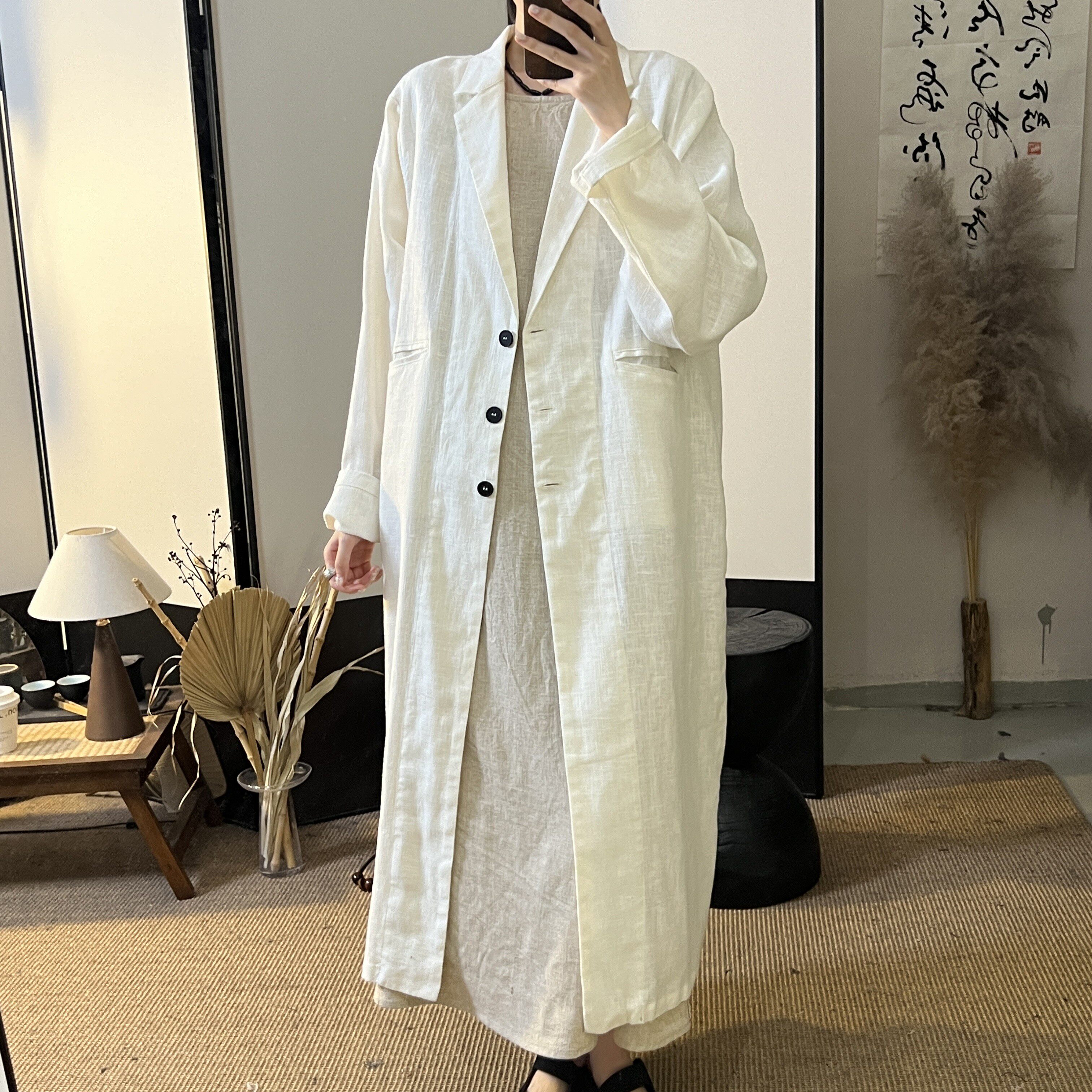 半自由复古风衣女中长款秋季新款韩版宽松高级英伦风西装领外套