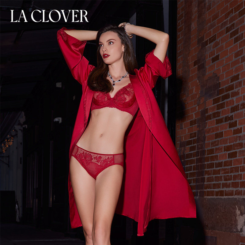 兰卡文(LA CLOVER)挚爱时刻系列中长睡袍晨袍婚礼女轻奢LC48YR1