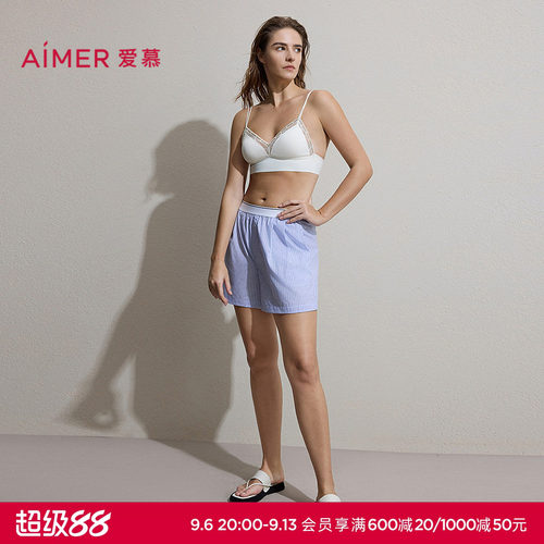 爱慕蔚蓝遐想睡衣女春夏棉质休闲舒适可外穿家居短裤AM47C663