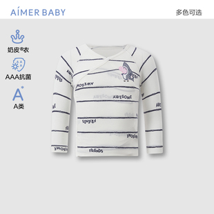 爱慕婴幼奶皮衣小猪佩奇海底游男女婴幼抗菌A类按扣斜襟和尚服