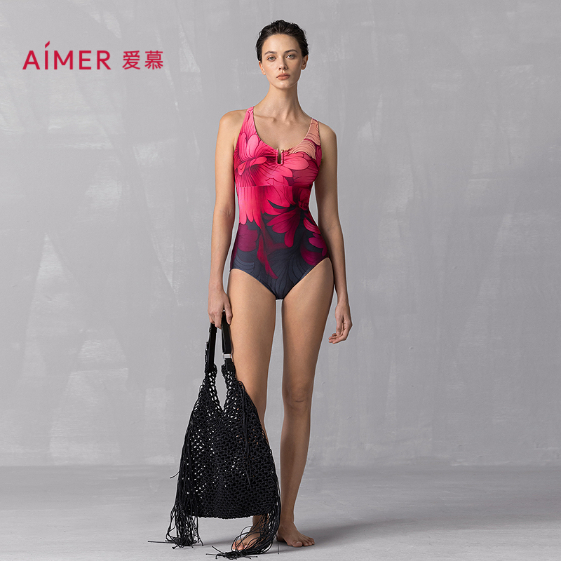 爱慕25夏花颜泳装女士海边沙滩温泉性感连体泳衣AM68A901