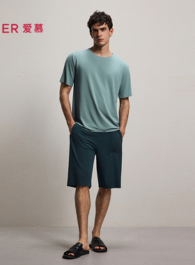 爱慕先生26春夏海藻真丝睡眠衣男士含桑蚕丝可外穿短裤NS42N371
