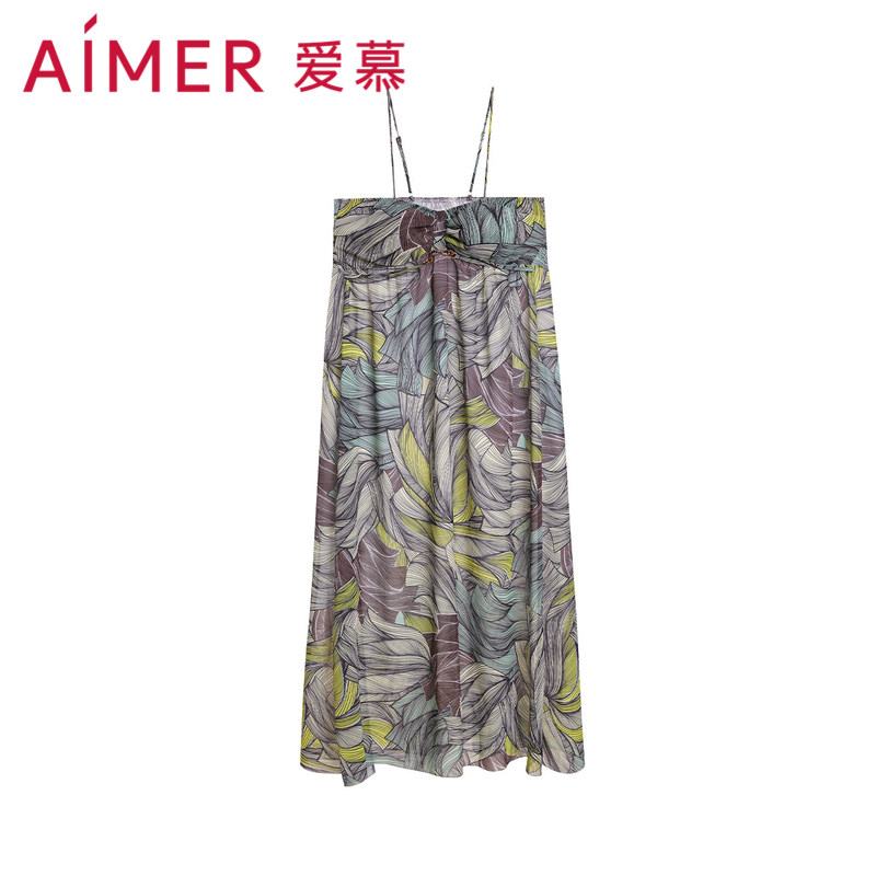 爱慕外穿女士夏季薄款性感细肩带抹胸带杯沙滩长裙AM608701