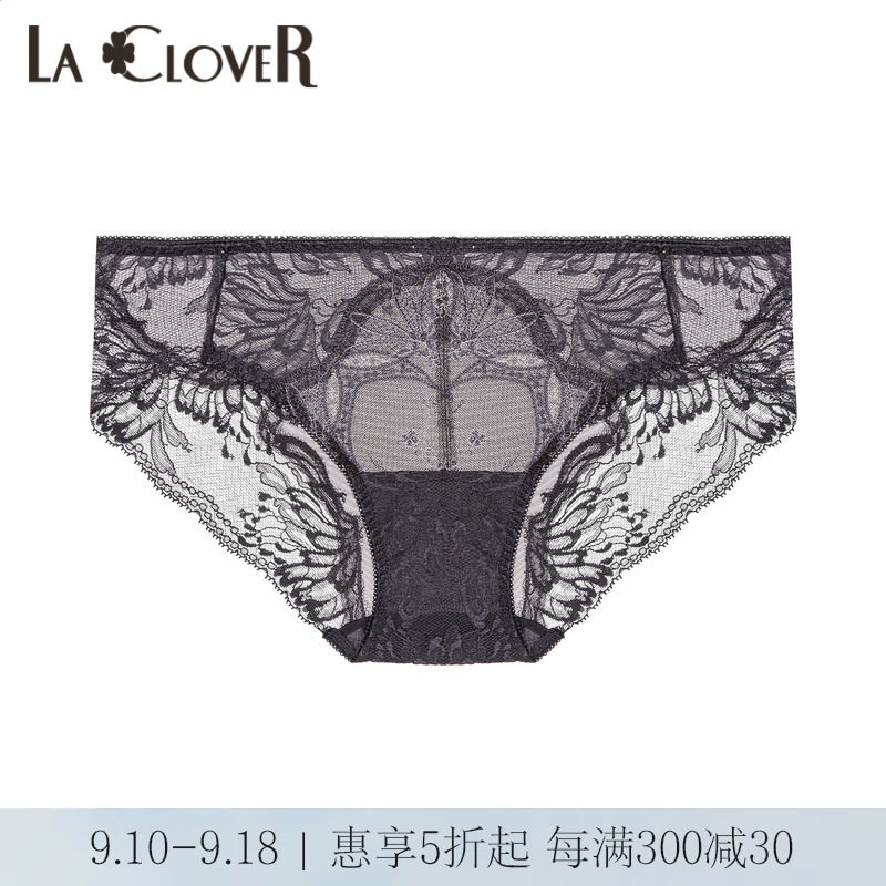 La Clover凝露心语系列蕾丝薄款女中腰平角裤LC23WK1