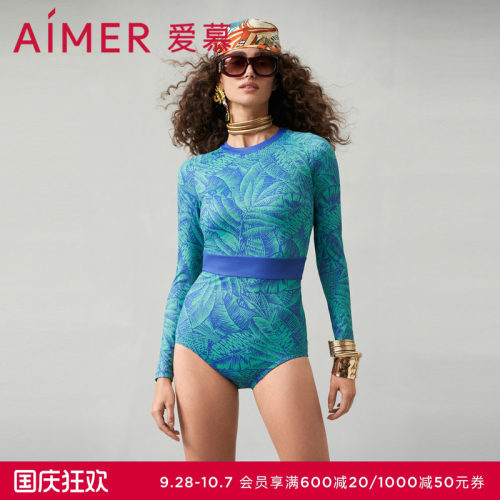爱慕南法假日女士沙滩海边长袖连体泳衣AM689762