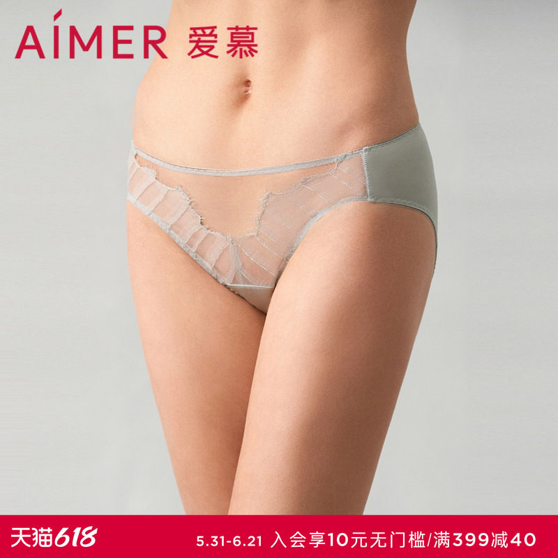 爱慕褶涧内裤女棉质底裆性感蕾丝中腰三角内裤AM229551