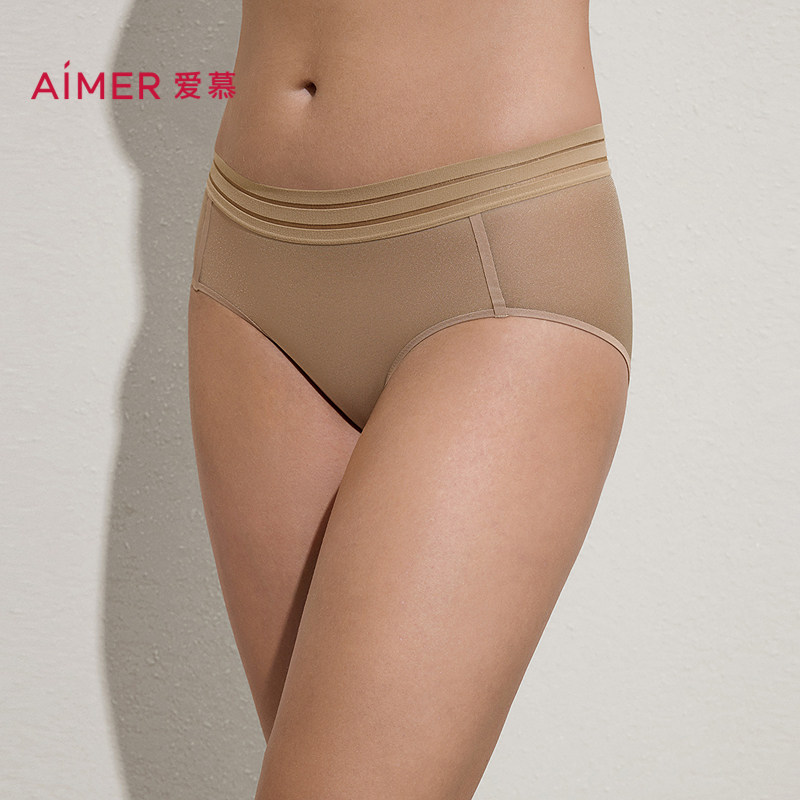爱慕斯普利特内裤女棉质里裆中腰三角裤AM22C521