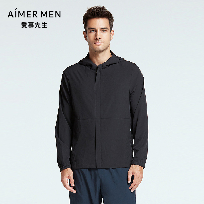 爱慕先生夏季简约男黑色外套22SS轻商旅系列长袖上衣NS81F733
