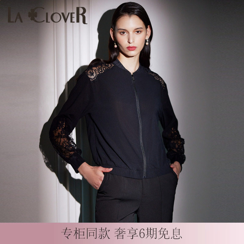 【新品】LACLOVER兰卡文蕾丝轻时装拉链长袖上衣可外穿LC81UE4