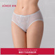 女棉底裆抗菌性感蕾丝中腰平角裤 3条179元 爱慕一路生花内裤