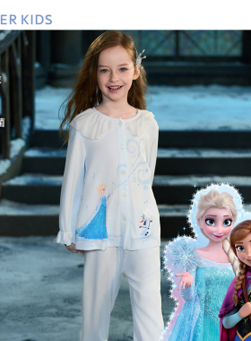 爱慕儿童正品牌冰雪奇缘奶皮衣家居服套装女孩童睡衣裤AK143F741
