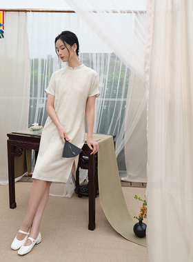 爱慕皇锦真丝花罗偏襟旗袍裙-如梦令HJ21493