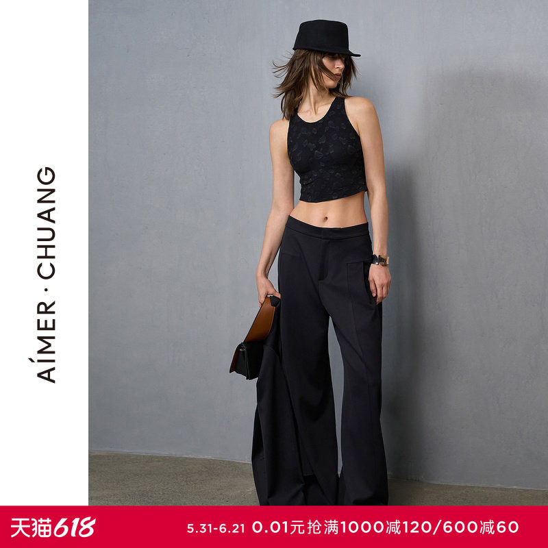AIMER CHUANG穿梭7女士24秋冬外穿休闲双面布阔腿裙裤CA821431