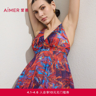 泳衣AM68D061 爱慕幻彩深海女士春夏海边分身裙式