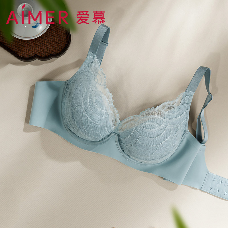 【悬浮杯】爱慕内衣女夏薄款胸大显小丰满mm大罩杯聚拢蕾丝文胸罩