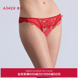 爱慕25秋冬好事将近内裤女红棉质里裆性感蕾丝巴西裤本命年