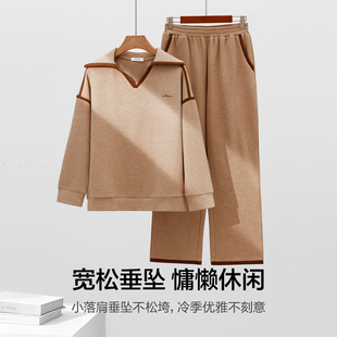 爱慕商场同款女士秋冬睡衣含羊毛桑蚕丝可外穿长袖长裤家居服套装