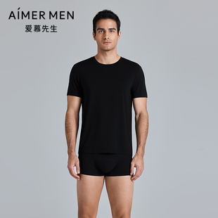 爱慕先生25春夏醇享系列男士 NS12M231 休闲柔软轻薄打底圆领短袖
