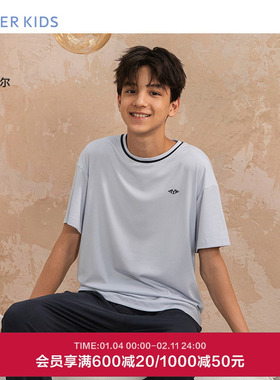 爱慕儿童淳享高莫睡眠衣少男夏季套头短袖睡衣AK241F721