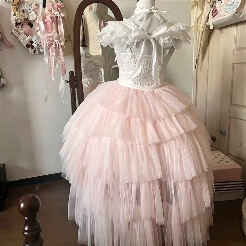 云端雪羽洛丽塔设计洋装甜美花嫁Lolita吊带连衣裙jsk单罩纱图片