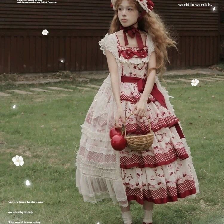樱桃熟了lolita裙子洛丽塔原创甜心贩可爱田园风甜美lolita长裙