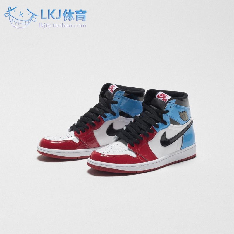 lkj体育 air jordan 1 aj1 红蓝漆皮拼接鸳鸯 篮球鞋 ck5666-100
