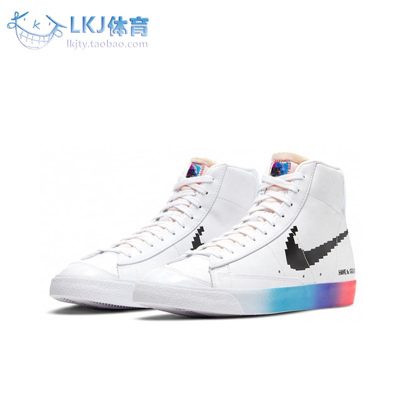 LKJ体育 Nike Blazer Mid 电玩像素 镭射反光彩虹夜光 DC3280-101