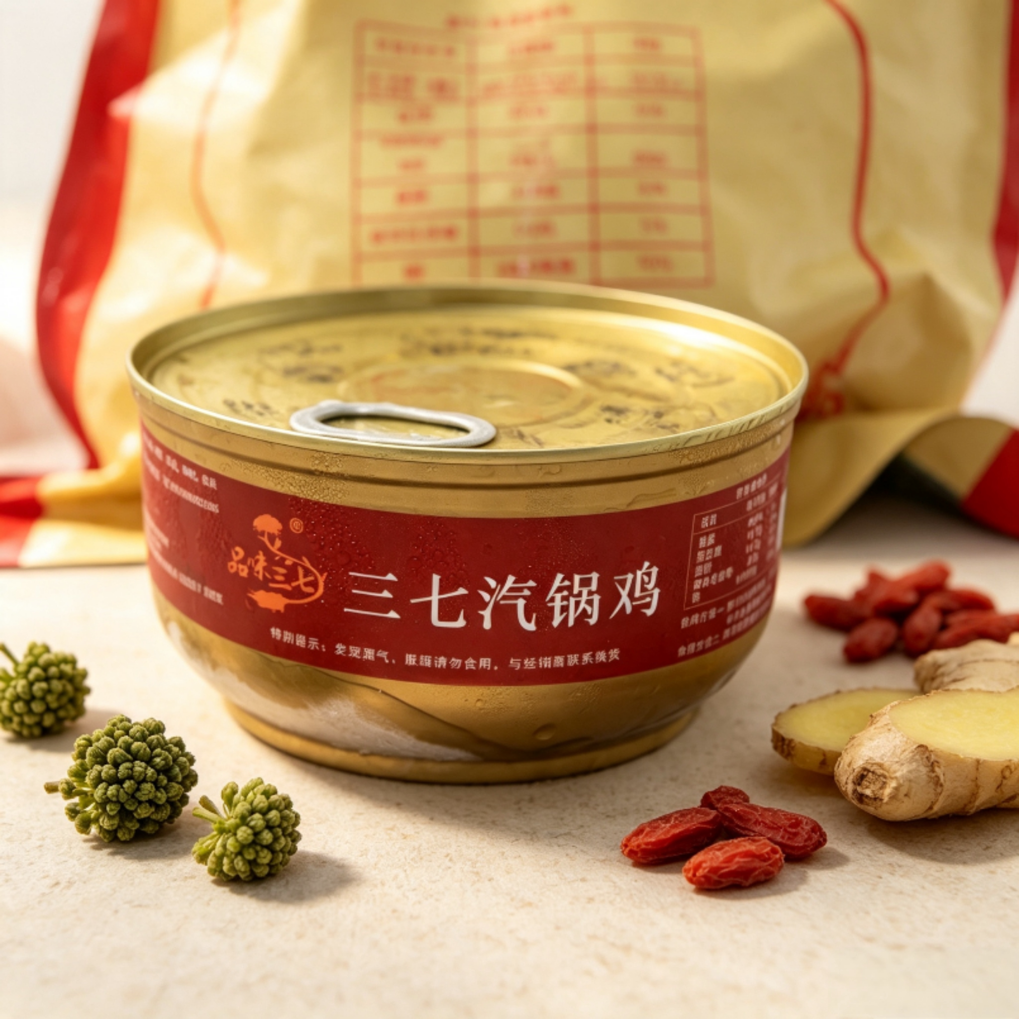 云南文山三七汽锅鸡配制的三七特三七