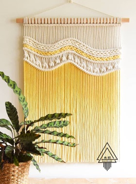 【稻香】手工编织染色黄色渐变挂毯简约民宿客栈遮电表箱装饰挂画