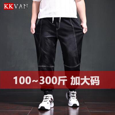 300斤大码男装春夏牛仔直筒长裤