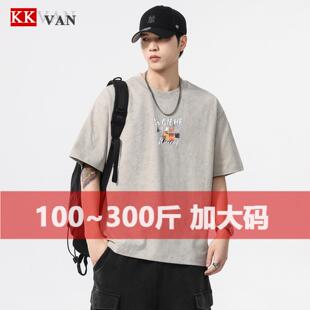 潮插肩印花短袖 100%纯棉大码 新品 夏季 男宽松水洗扎染T恤上衣 男装