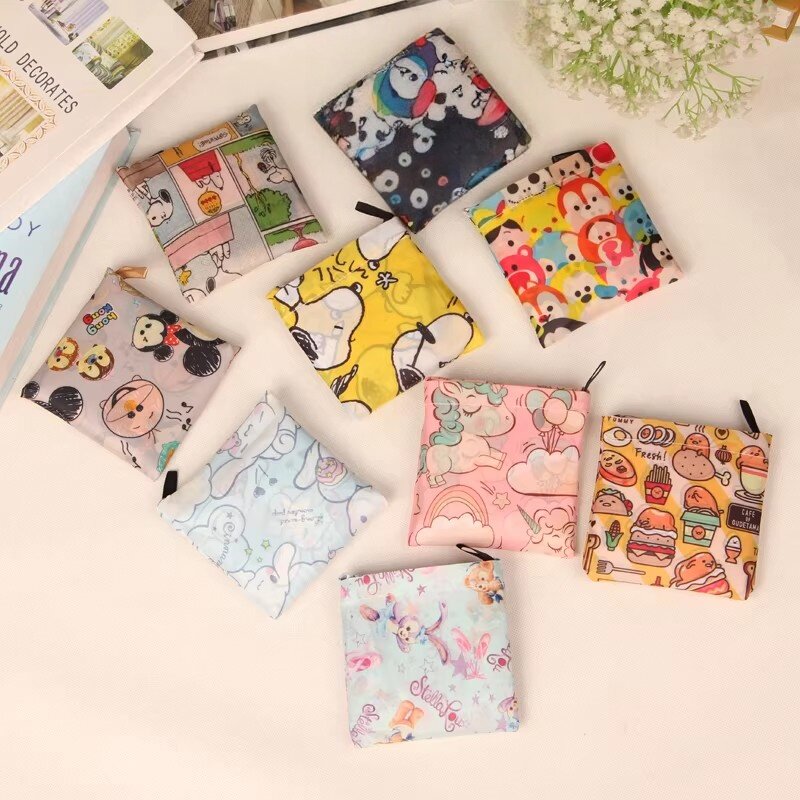 可爱卡通折叠购物袋便携单肩中号超市环保袋买菜包大布兜手提袋子