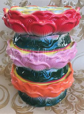 彩绘七星酥油灯蜡烛台桌面摆件