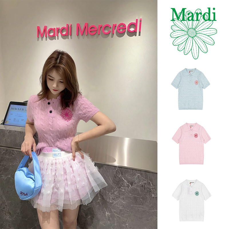 Mardi学院风小雏菊T恤女polo短袖