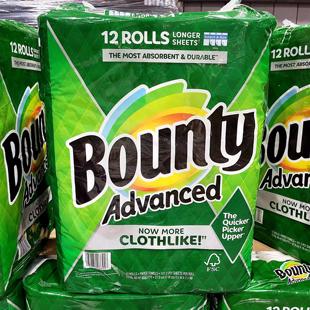101张方便抹布 加量美国Bounty可反复用吸油吸水加厚厨房纸巾12卷