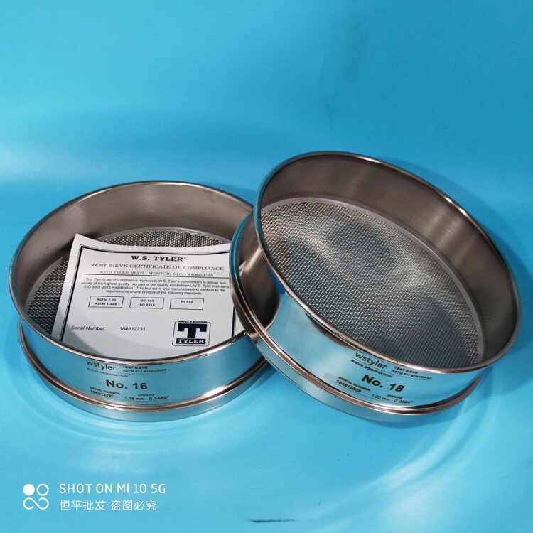 美国进口泰勒筛 tyler不锈钢标准筛 检验筛 试验筛8寸全高4-635目