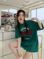 Ретро летняя футболка, в американском стиле, большой размер, круглый воротник, оверсайз