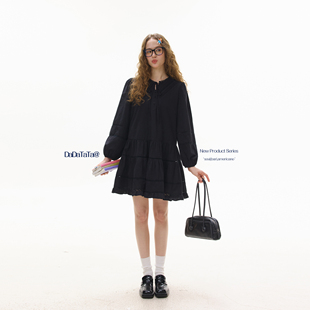 拼蕾丝长袖 晶咕白标DADATATA 罗马午后 新款 连衣裙 2026春季