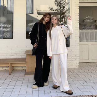 套装 晶咕白标DADATATA仿水貂毛卫衣休闲裤 女冬大码