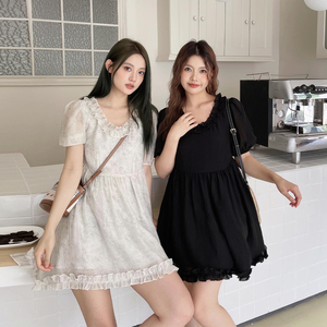 晶咕白标DADATATA短款公主连衣裙女夏季大码裙子