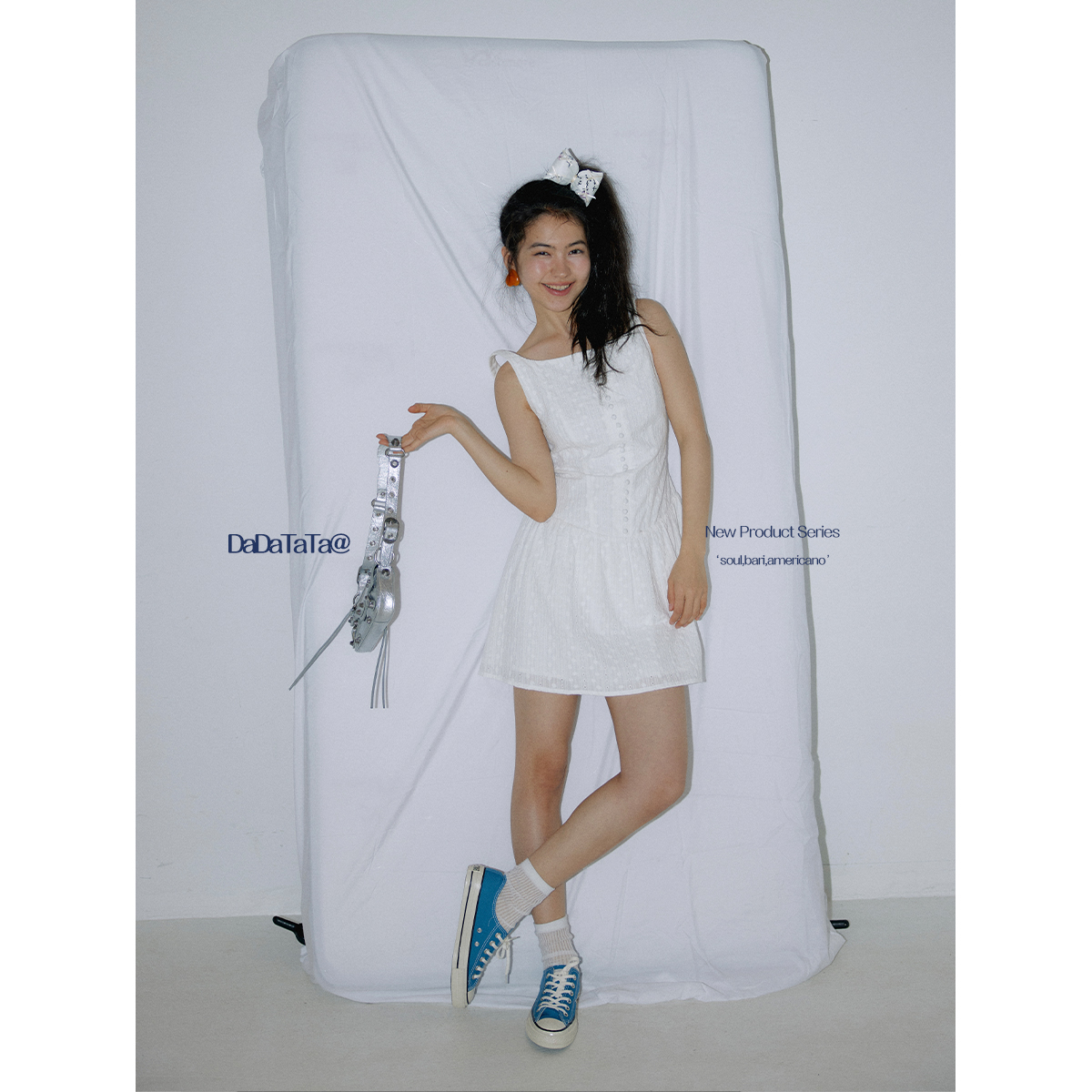 晶咕白标DADATATA 100棉绣花无袖背心裙大码女装微胖mm时髦穿搭