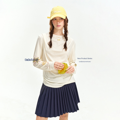 晶咕白标DADATATA 大码女装胖mm【阳光西西里】亲肤印花长袖T恤