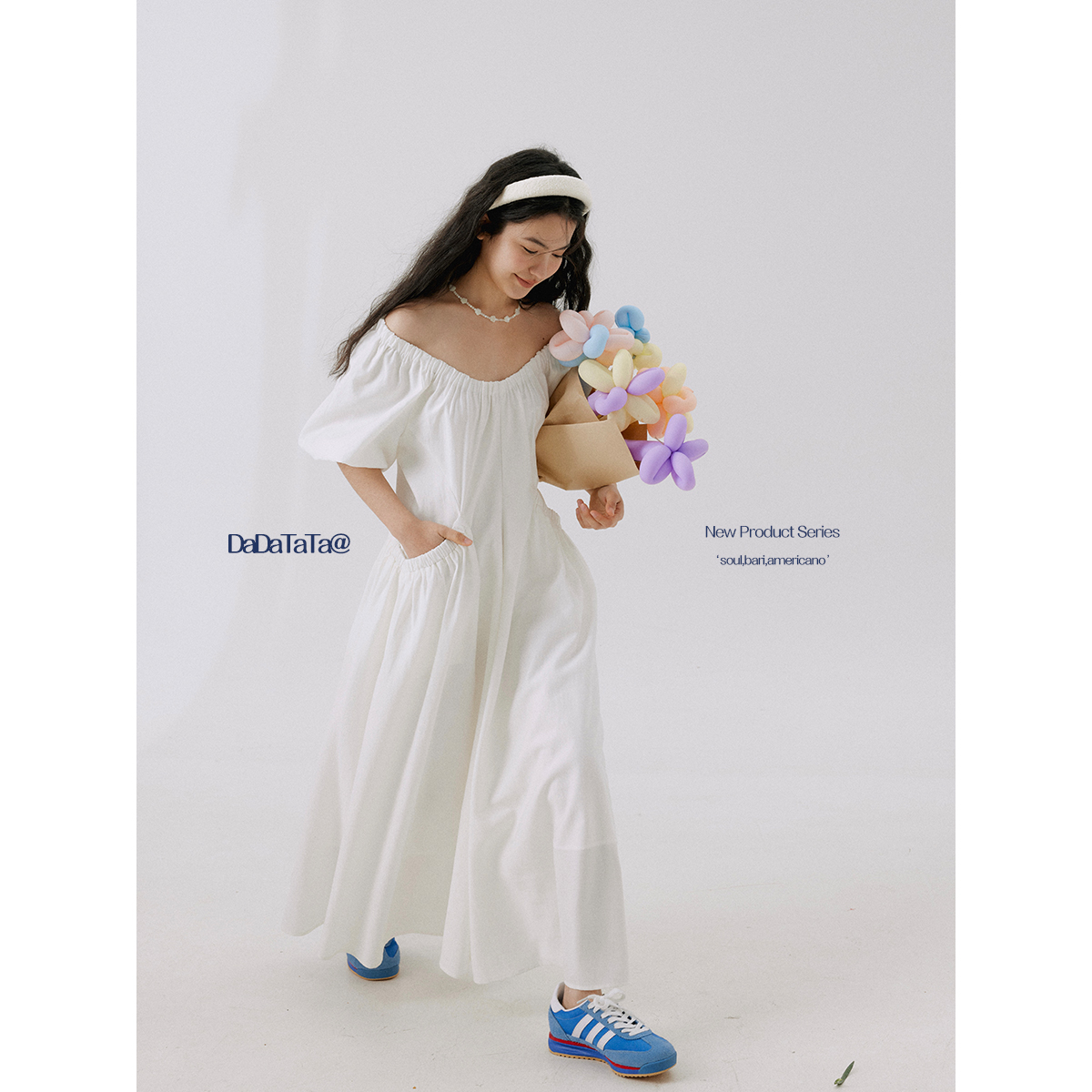 晶咕白标DADATATA【爱丽丝甜梦】微胖mm大码绝美莱赛尔掐腰连衣裙