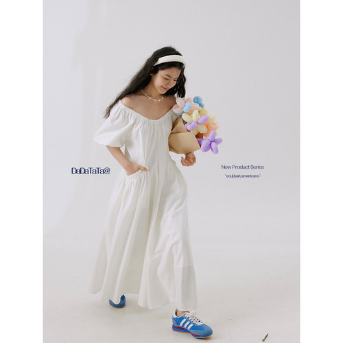 晶咕白标DADATATA【爱丽丝甜梦】微胖mm大码绝美莱赛尔掐腰连衣裙