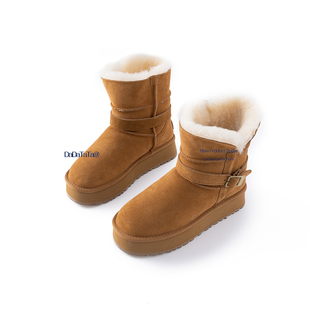 晶咕白标DADATATA【雪野寻踪】厚底加绒加厚保暖雪地靴女冬季